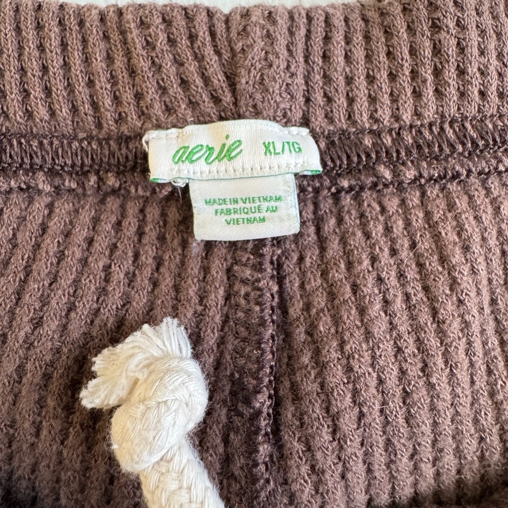 Aerie Brown Waffle Joggers - Picture 5 of 8